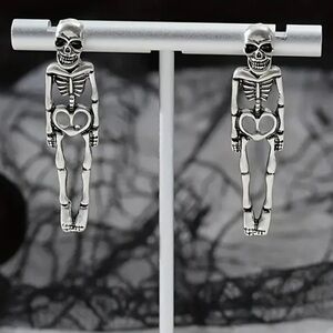 Silver Skeleton Dangle Earrings NEW NWT